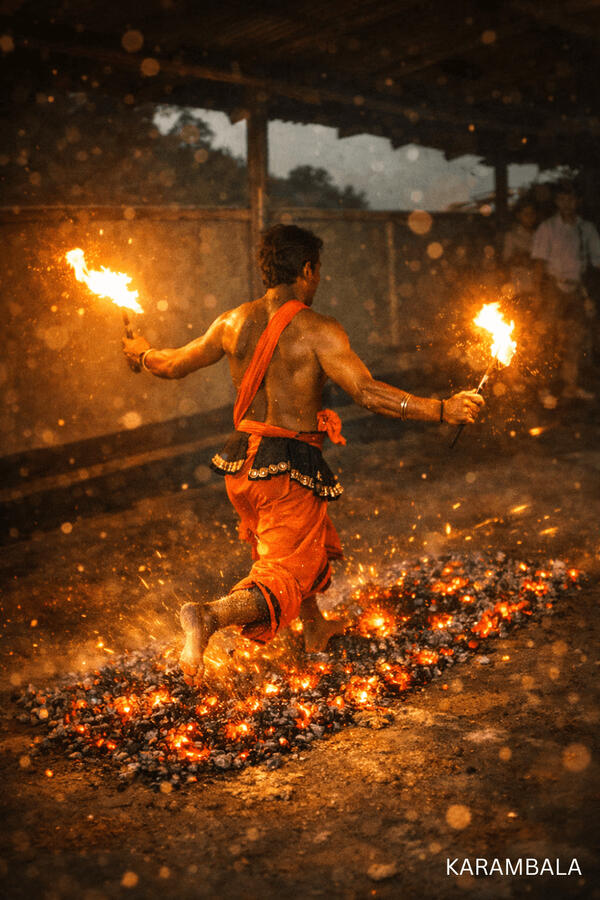 Barefoot through fire — guided by faith.